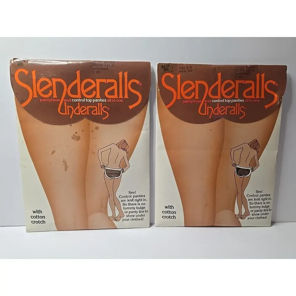 RARE Vintage LOT 4 Underalls Slenderalls Pantyhose & Panties Size A-B 330 Nude
